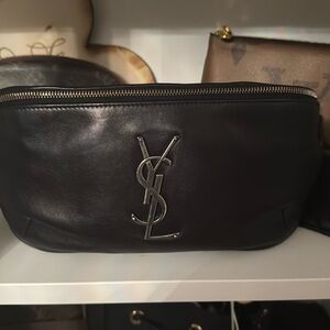 SAINT LAURENT
classic monogram belt bag in leather with YSL card holder.